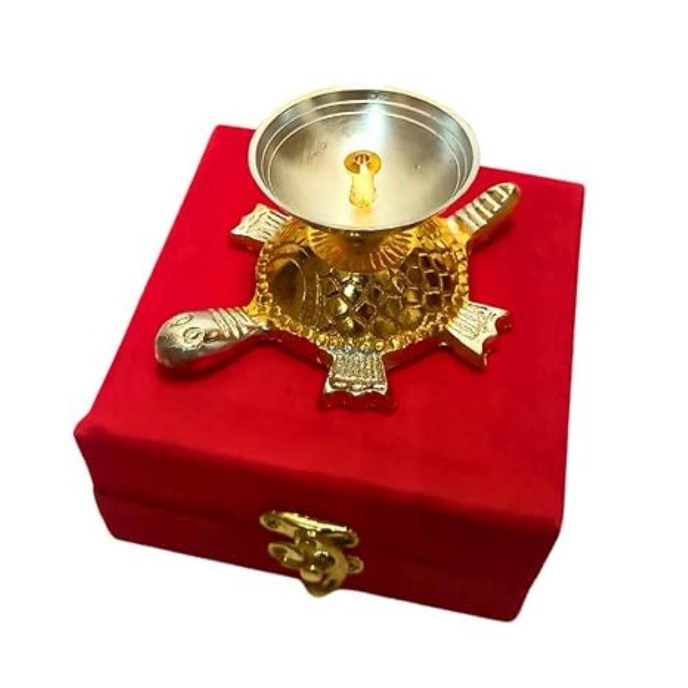 Tortoise Diya with Velvet Gift Box