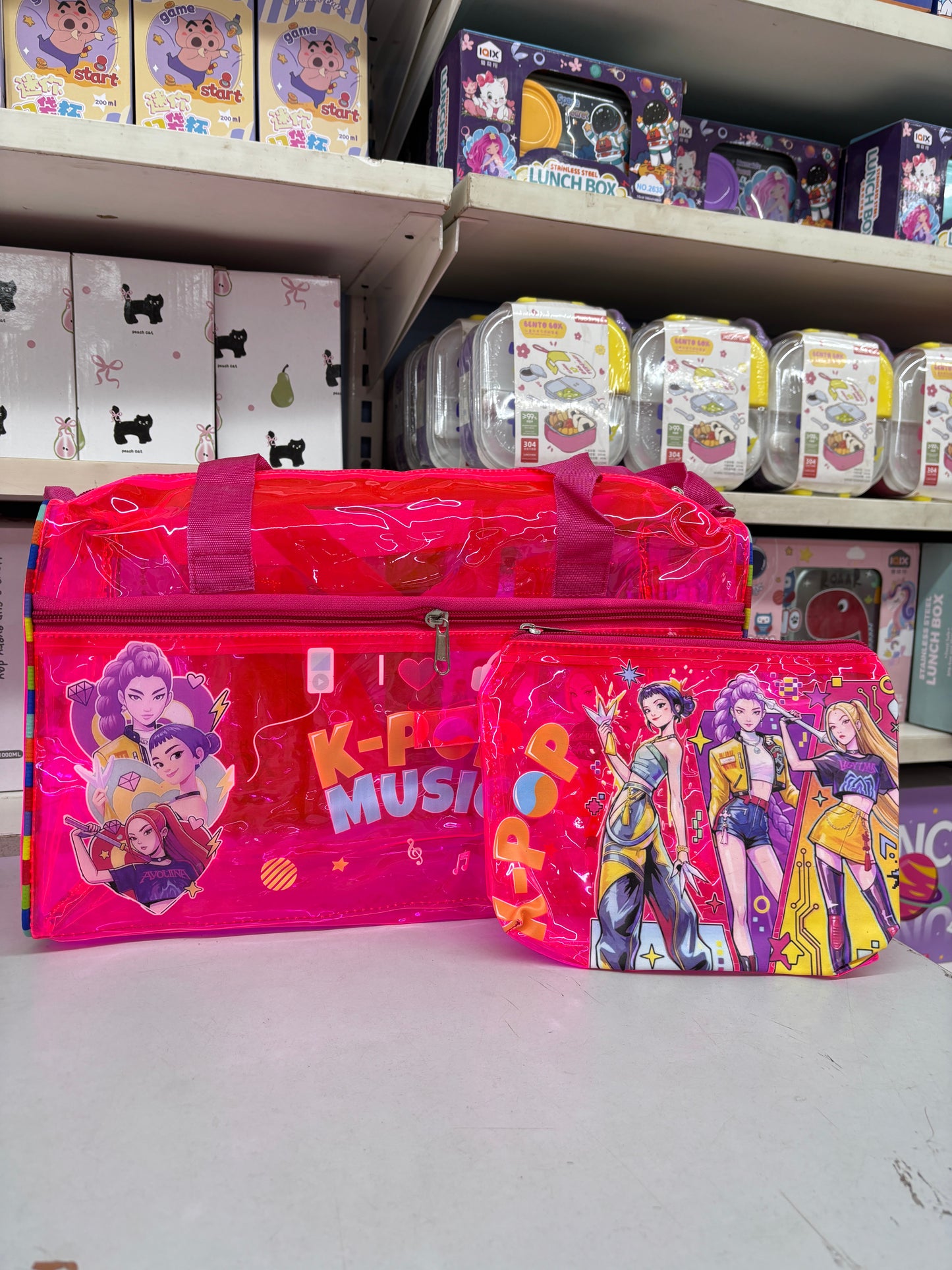 Character Neon Jelly Duffle Bag with Pouch