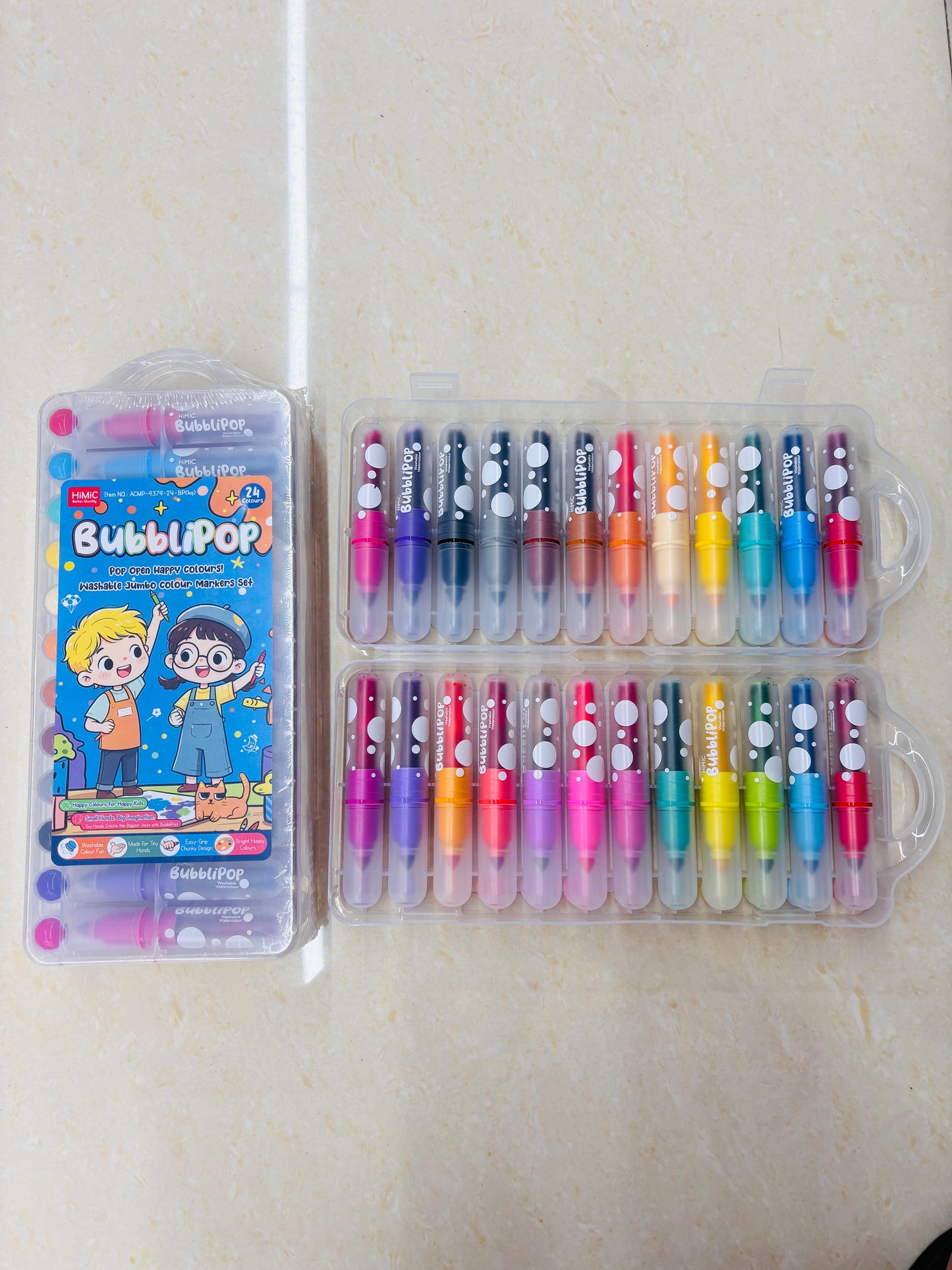 BubbliPop 24 Colours Washable Jumbo Markers