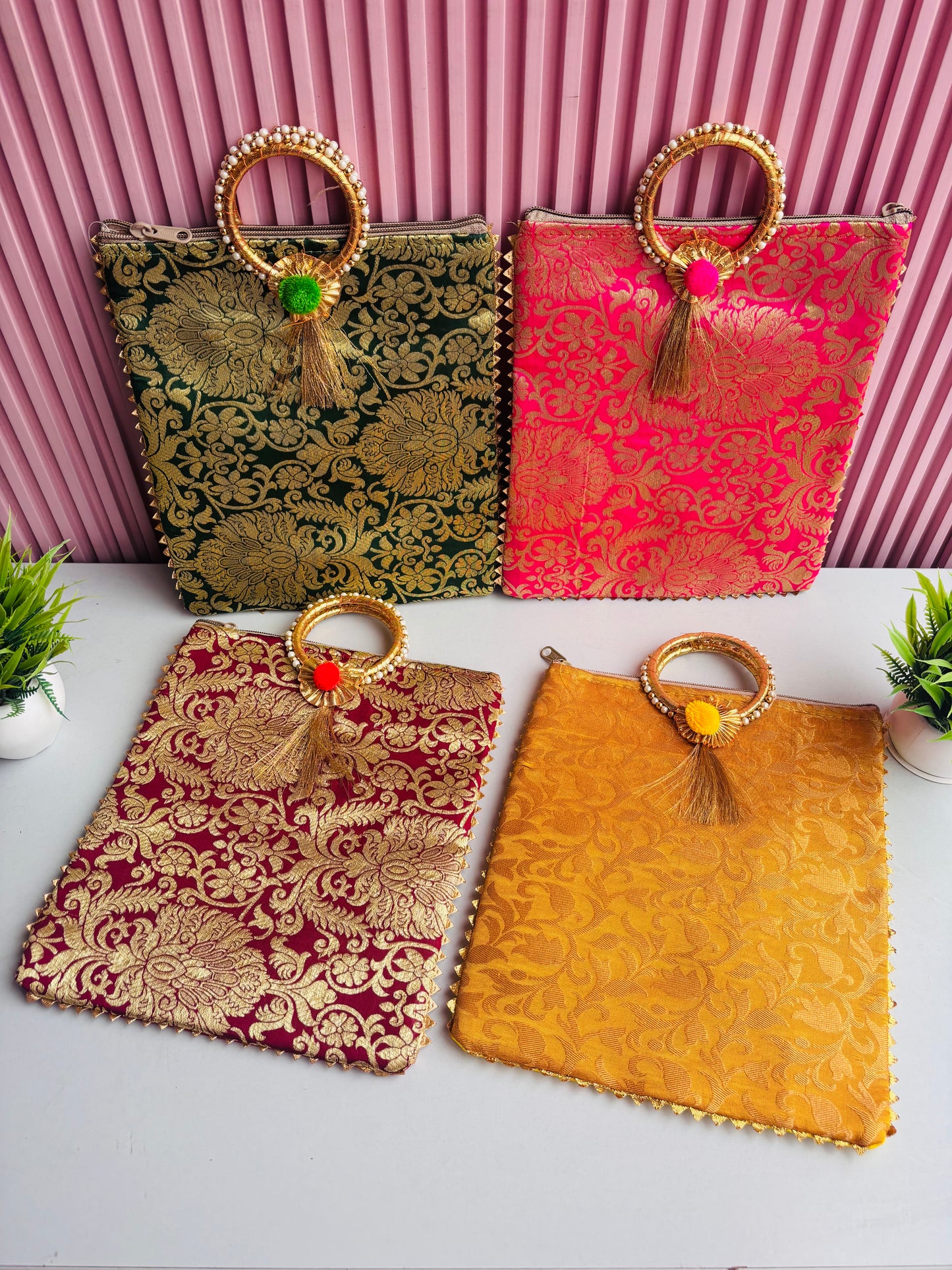 Royal Brocade Pearl Potli Bag