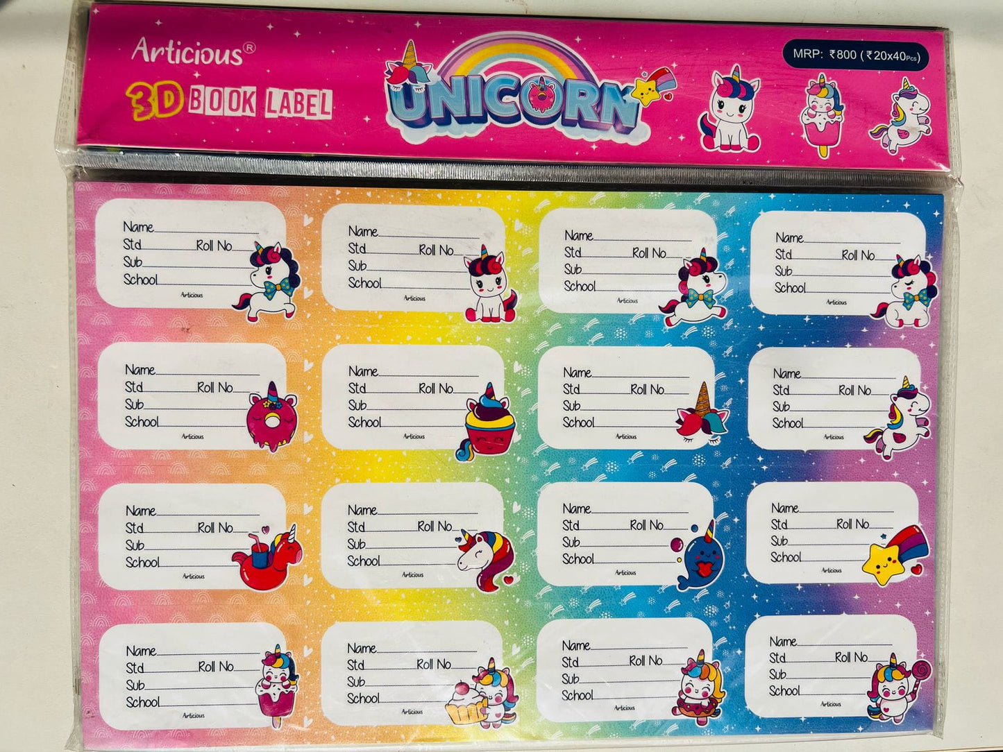 3D Articious Name Sticker ( Pack of 05 Sheet)