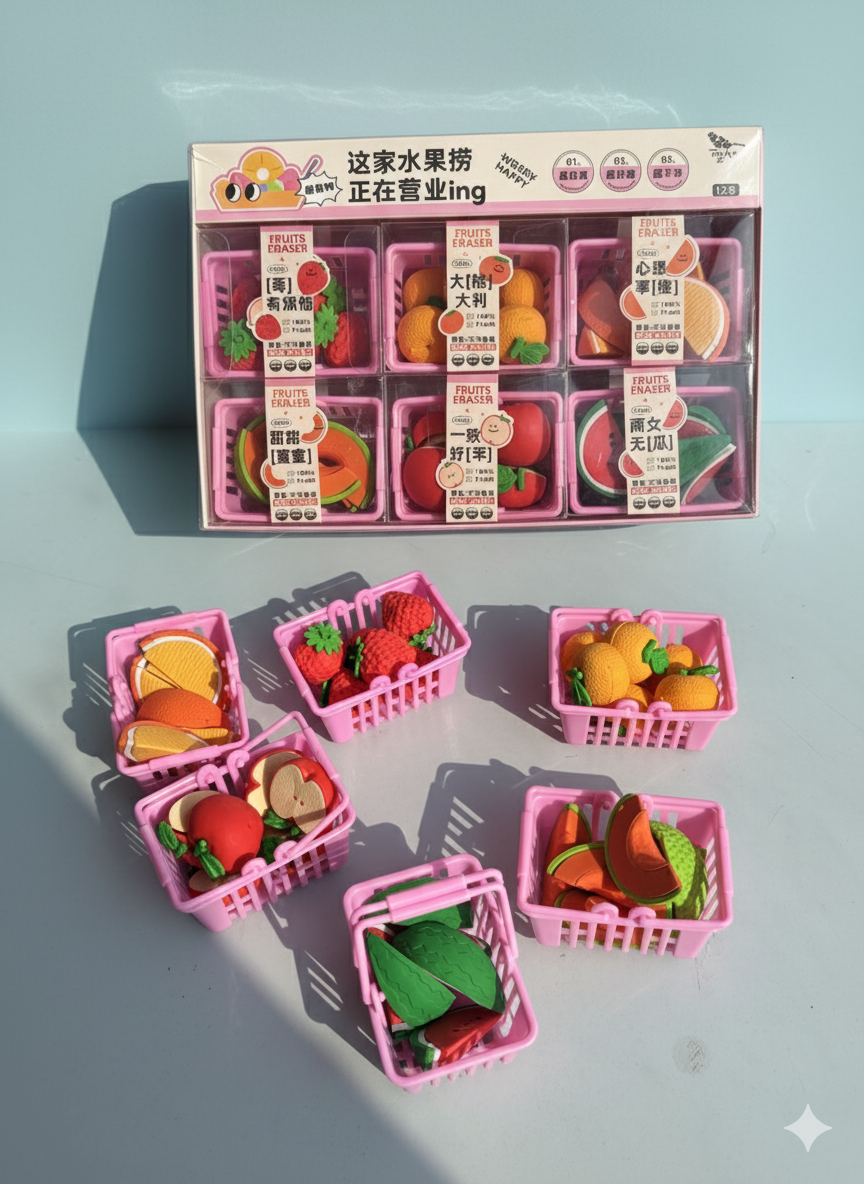 Fruits Basket Eraser Set - 6Pcs