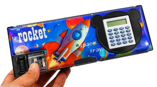 Pencil Box with Calculator| Dual Sharpener| Magnetic Closure