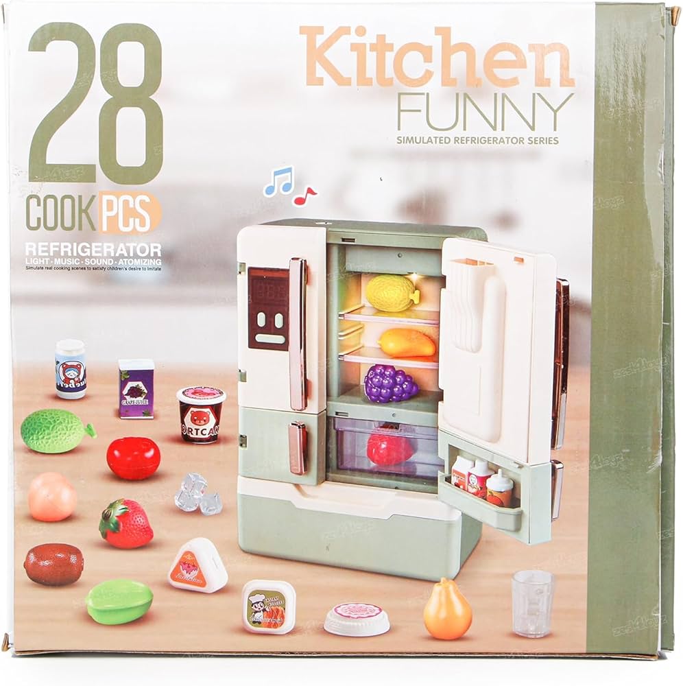 Mini Fridge Toy Set for Kids 28 PCS Kitchen Set
