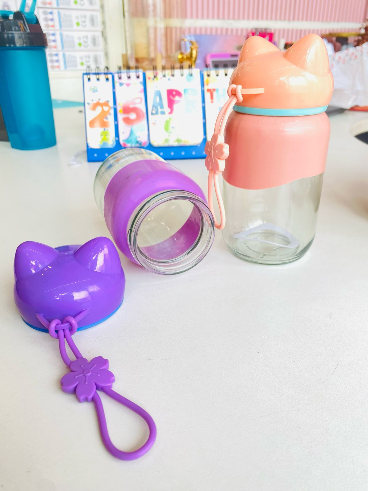 Cat Design Glass Bottle