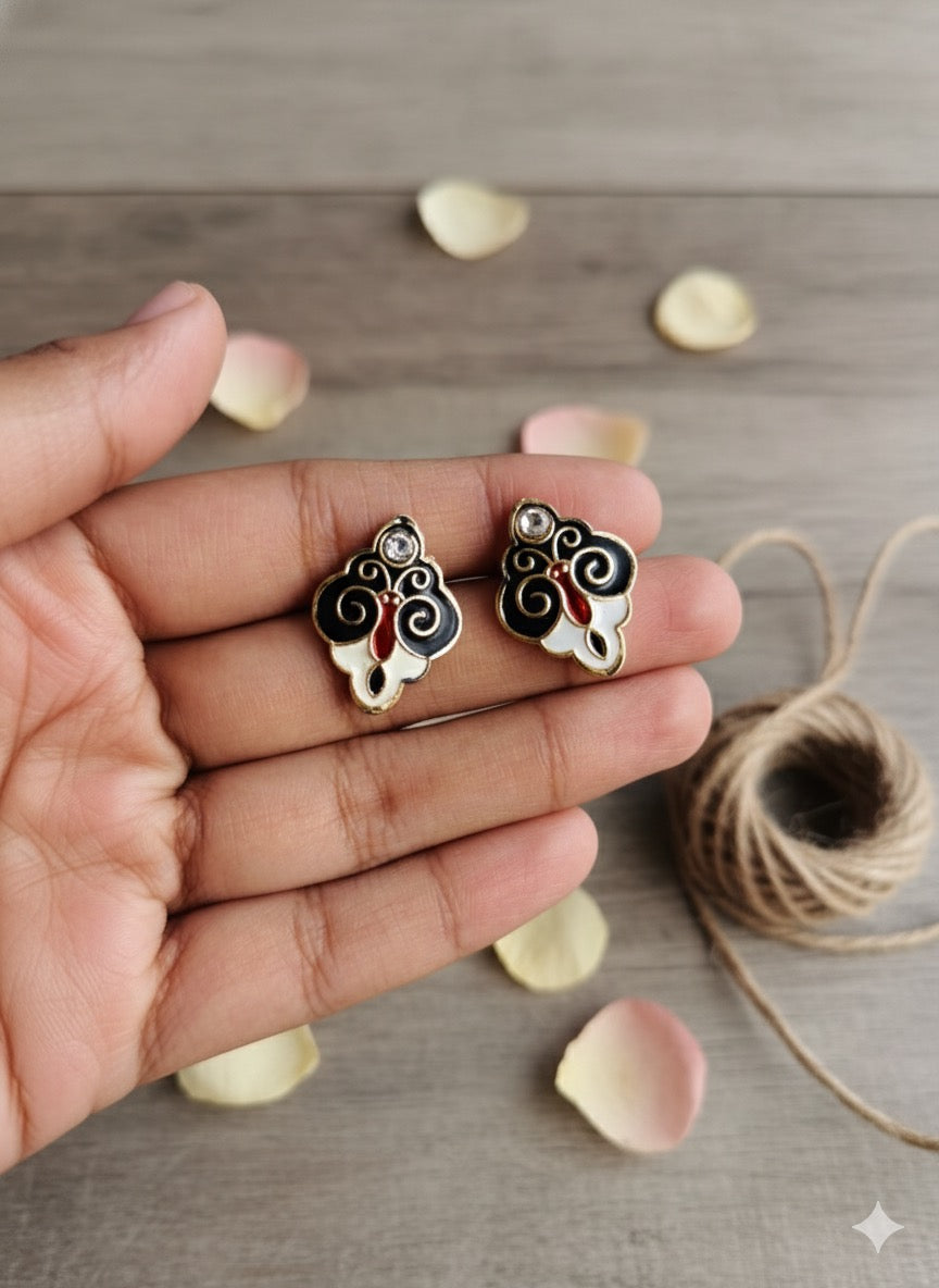 Meenakari Gothic Enamel Stud Earrings