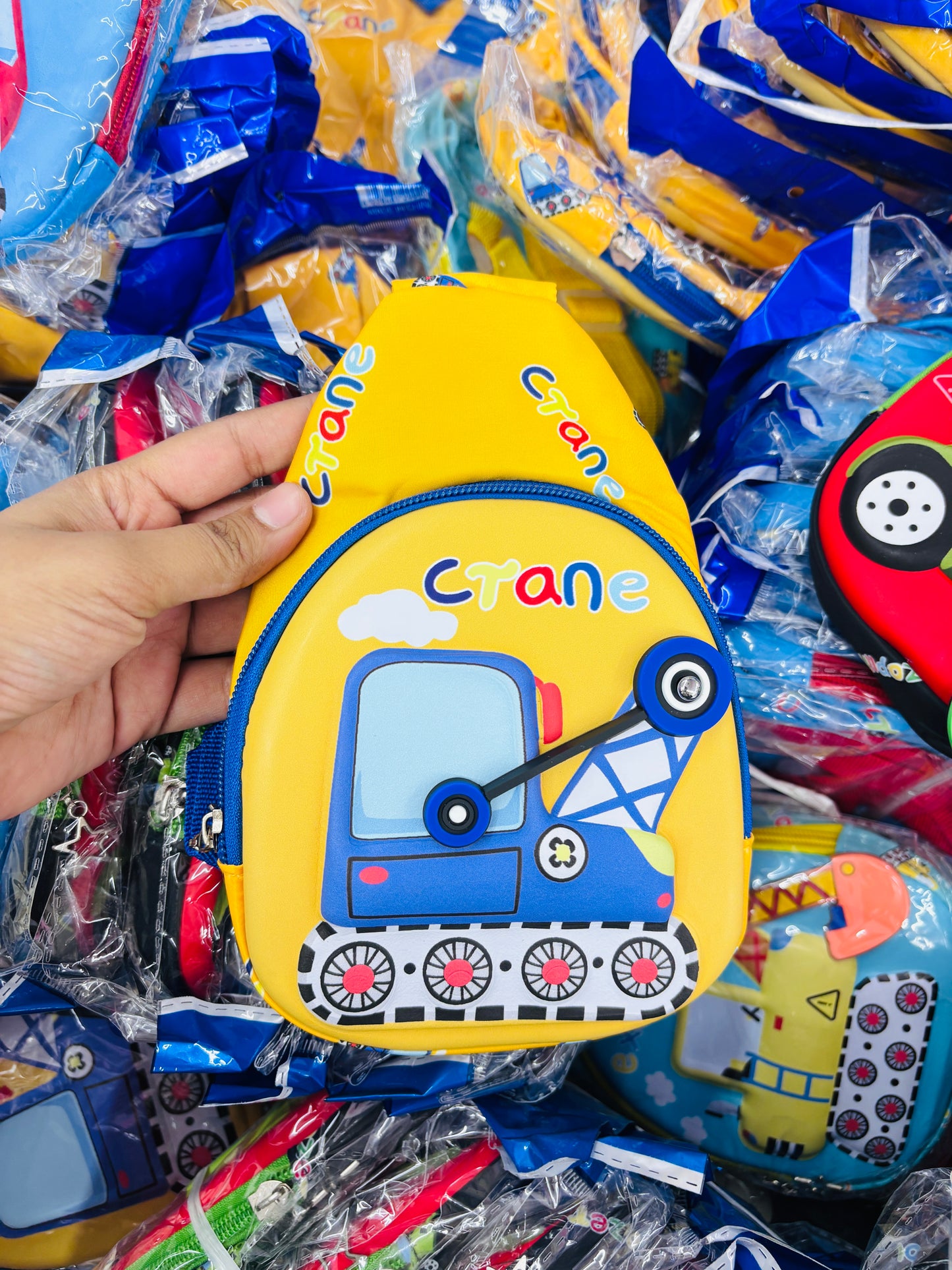 Construction Vehicles Kids Chest Sling Bag