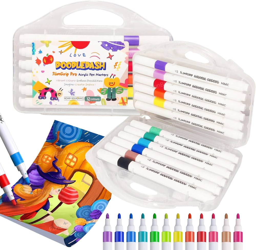 Doddledash Slimgrip Acrylic Marker ā Set of 12