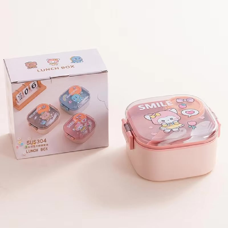 Square Double-Layer Stainless Steel Lunch Box - 1000ML