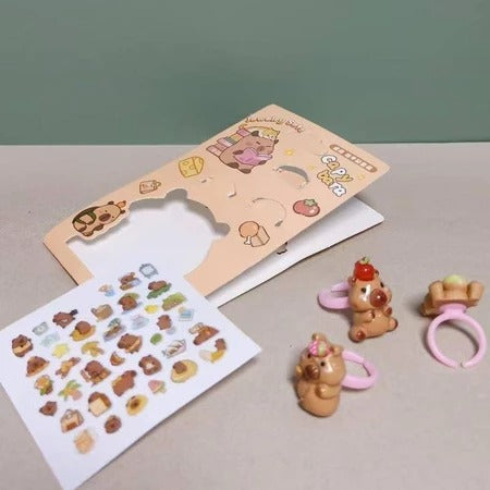 Capybara Kids Ring With Nail sticker