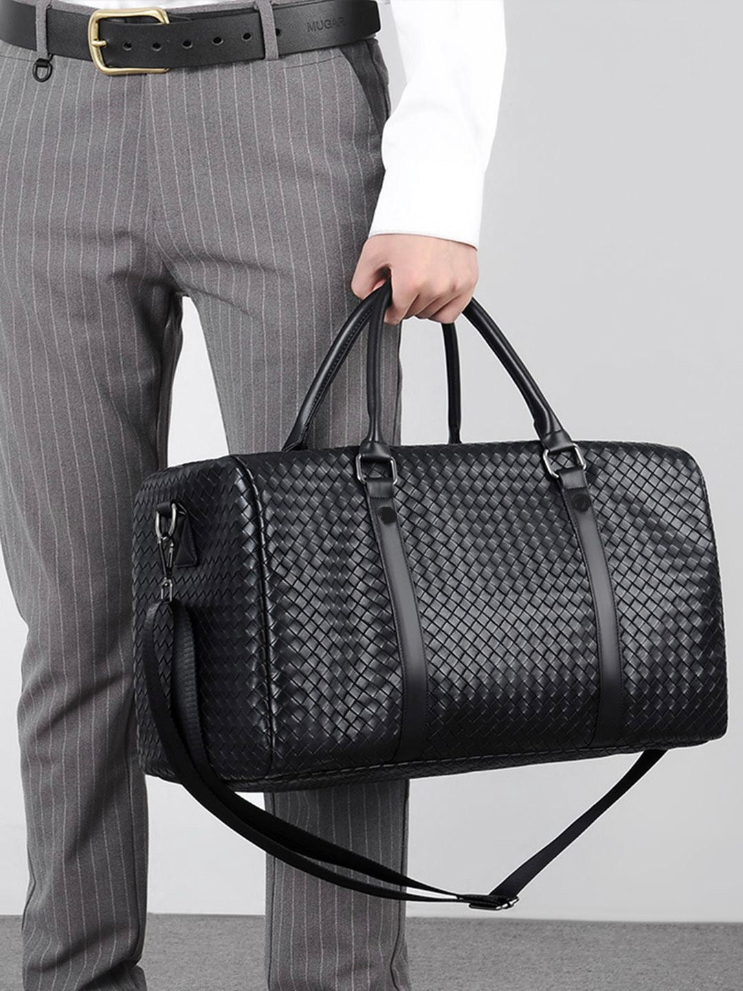 Black Leather Duffle Bag