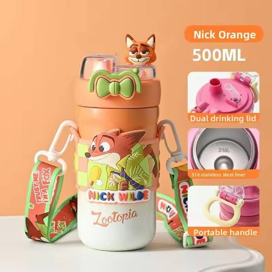 Kawaii Insulated Dual Sipper Water Bottel 500ml