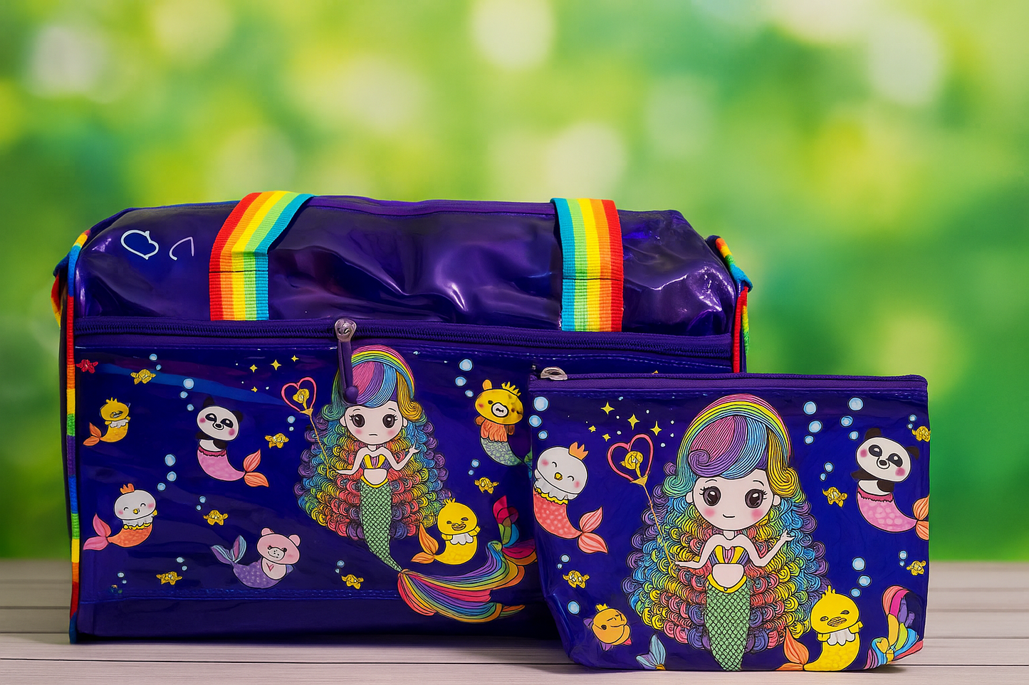 Character Neon Jelly Duffle Bag with Pouch