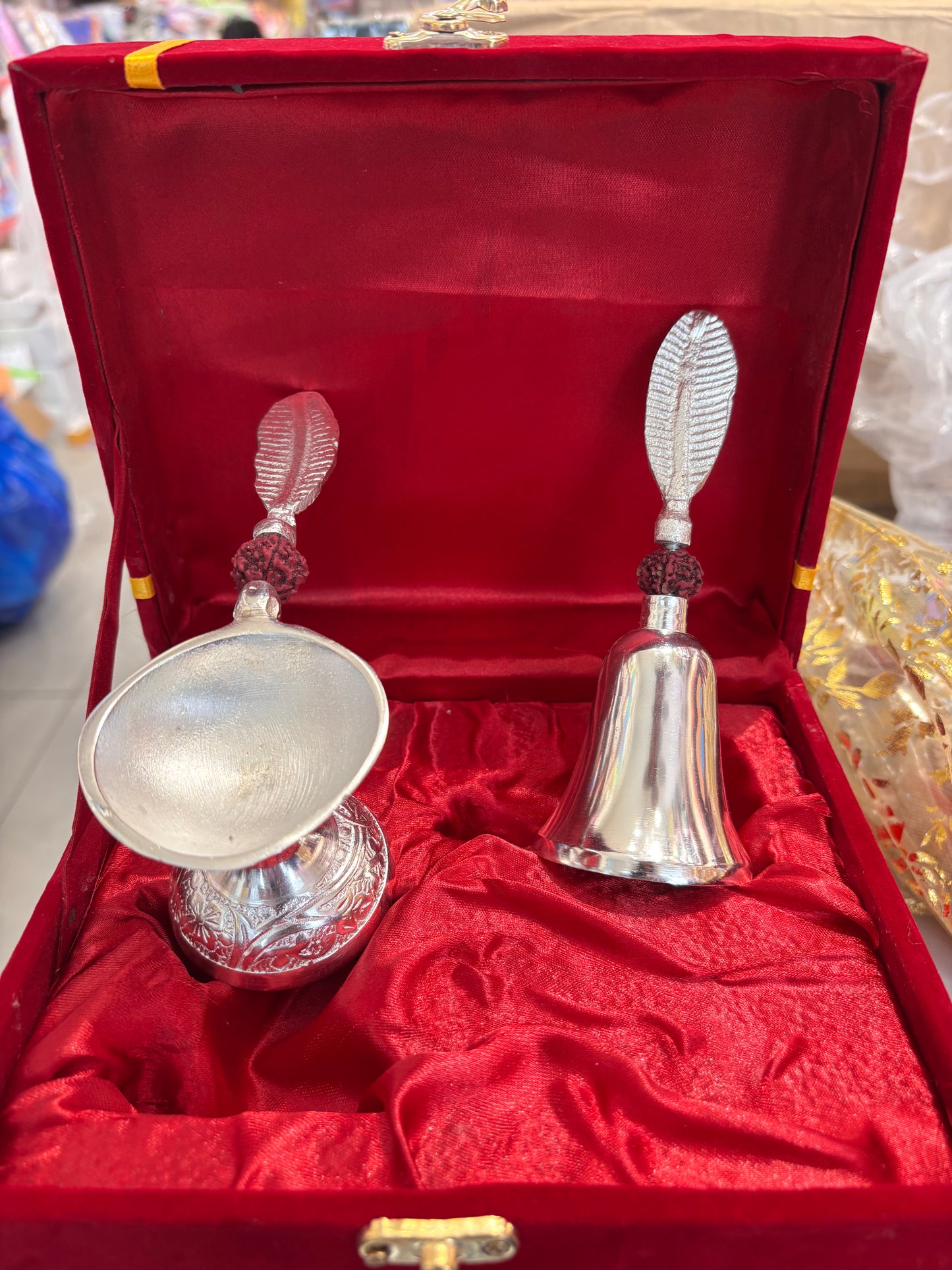 Rudraksh Bell With Silver Plated Diya