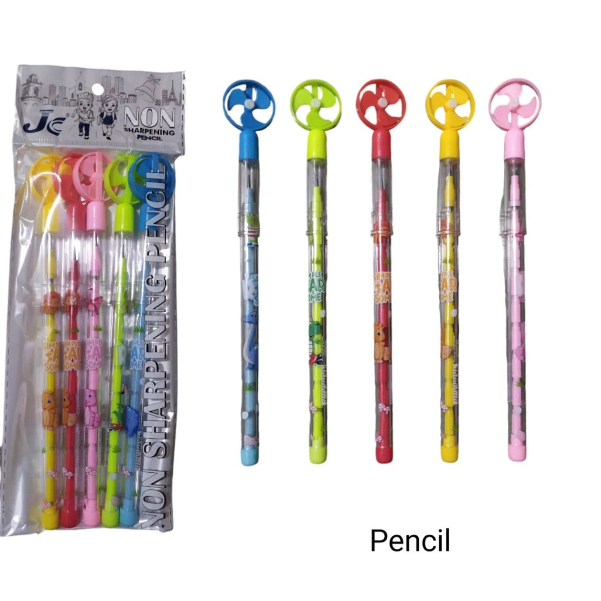 Fancy Pencil With Fan - Pack of 5 Pencils