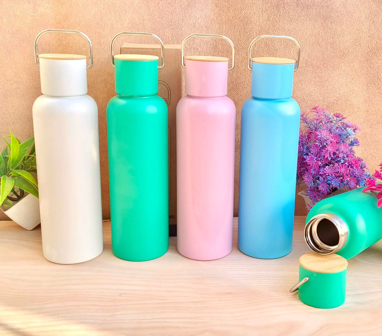 Slim Bottle With Bamboo Cap 680ML ( 383-17 )