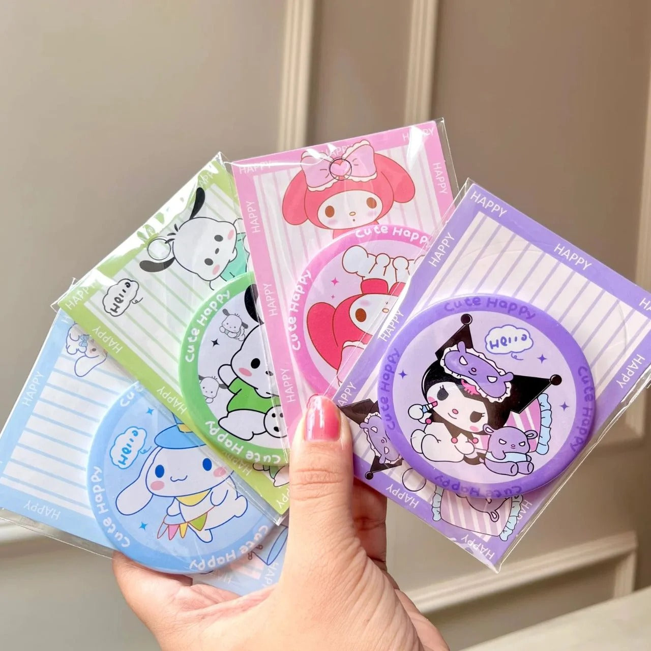 Kawaii Mini Pocket Mirror ( Pack of 2 )
