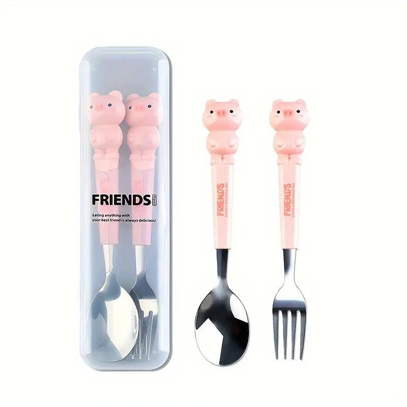Cute Cartoon Spoon & Fork Kids - Tableware Set