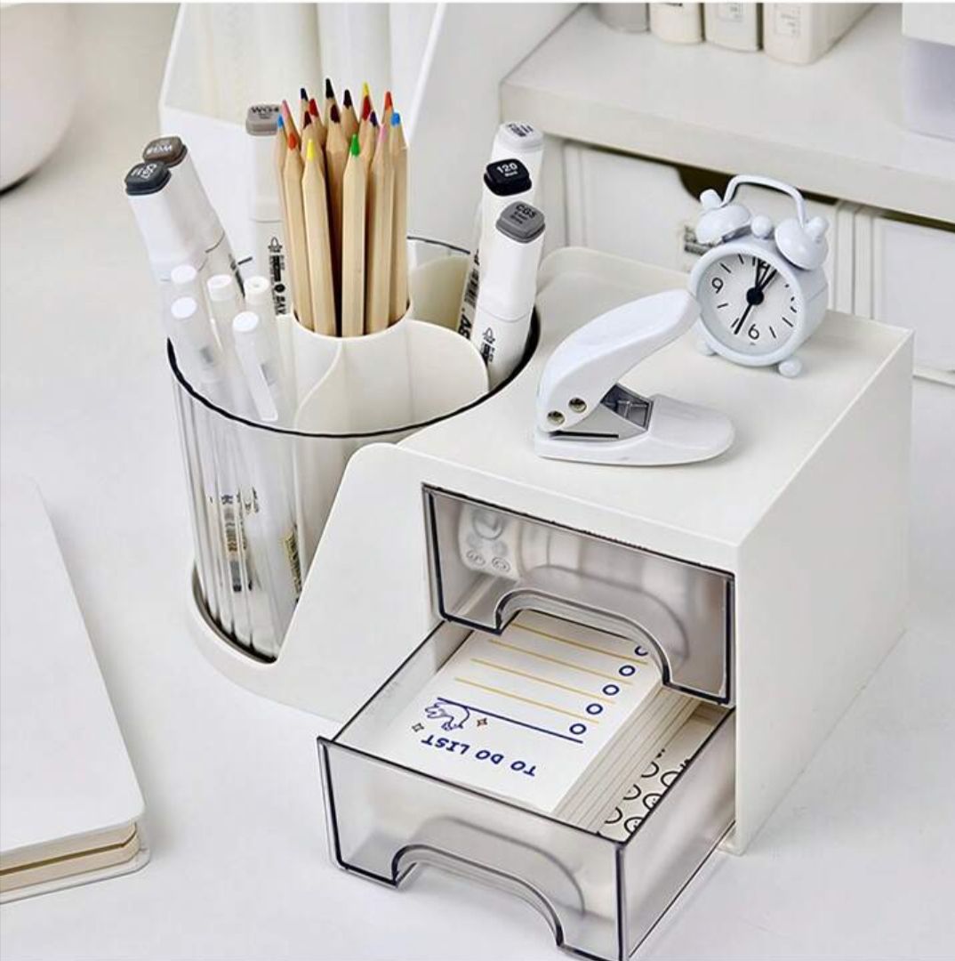 Rolling Pen Stand With 2 Tier Drawer