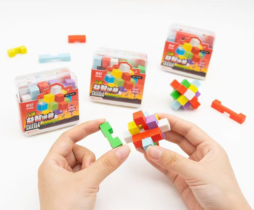 Puzzle eraser in a box
