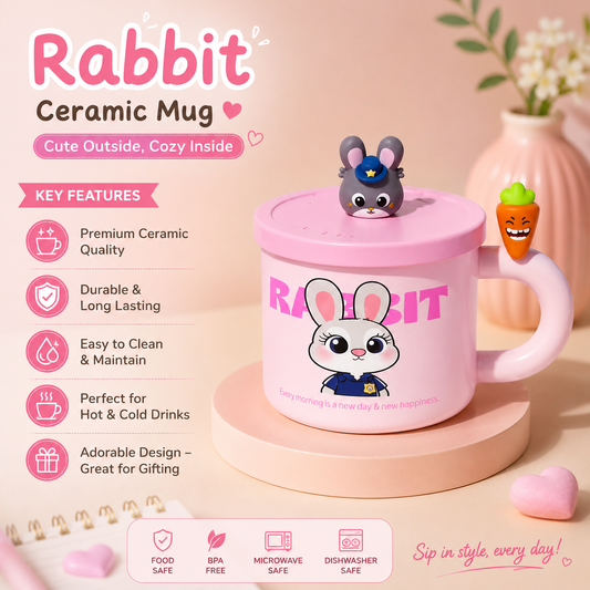 Rabbit Stainless Steel Insulated Mug with Lid (500ml)