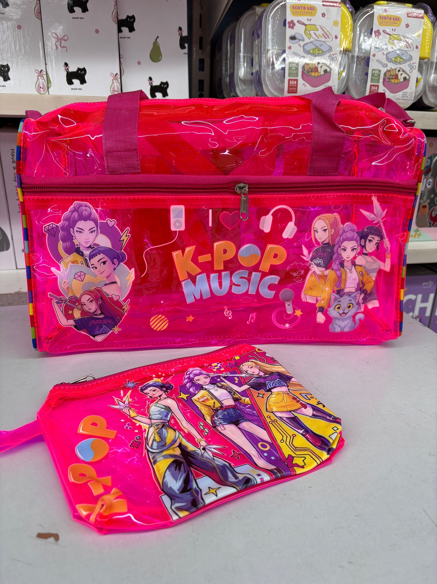 Character Neon Jelly Duffle Bag with Pouch