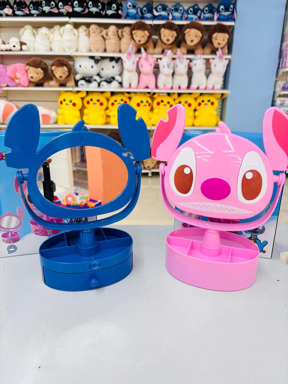 Stitch Cartoon Tabletop Mirror & Organizer