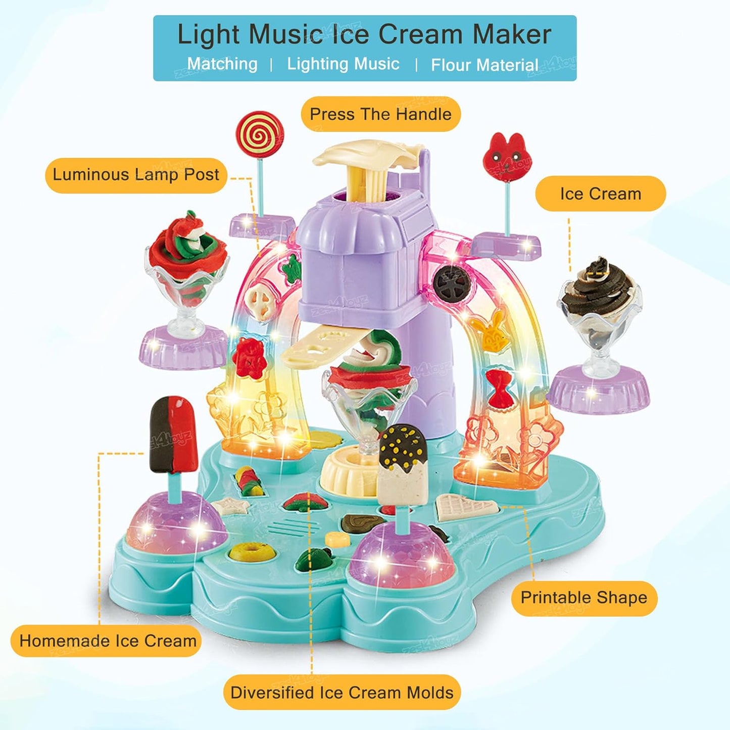 Clay Dough Toy Set for Kids Ice Cream Maker
