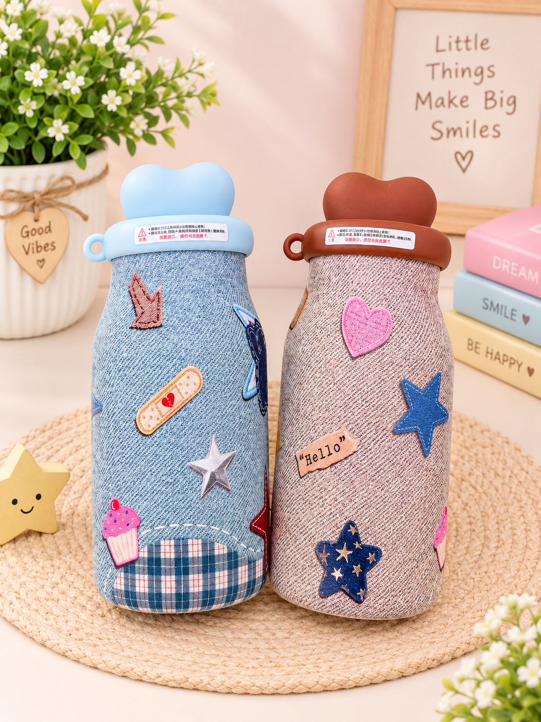 Denim Patchwork Insulated Bottle