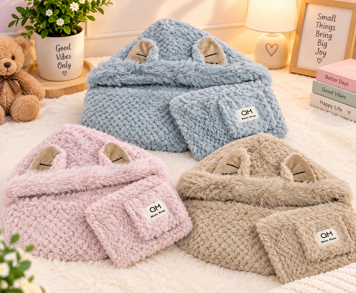 Mona Momo Plush Animal Ear Hooded Scarf