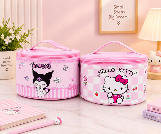 Cute Character Round Makeup Organizer Case