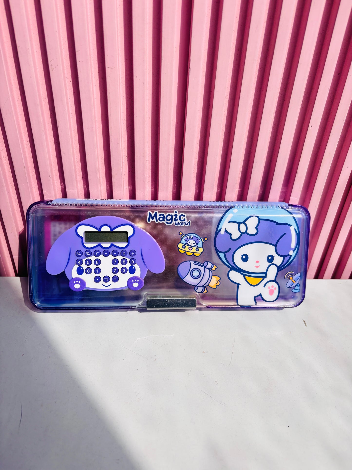 Transparent Pencil Box with Calculator