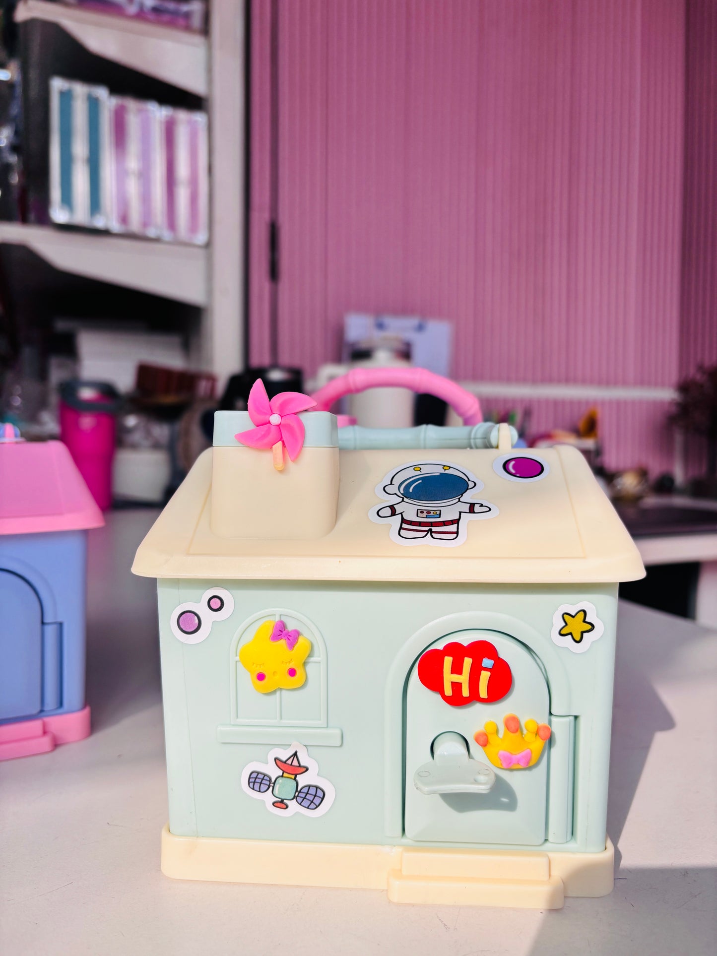 Cute House Piggy Bank with DIY stickers