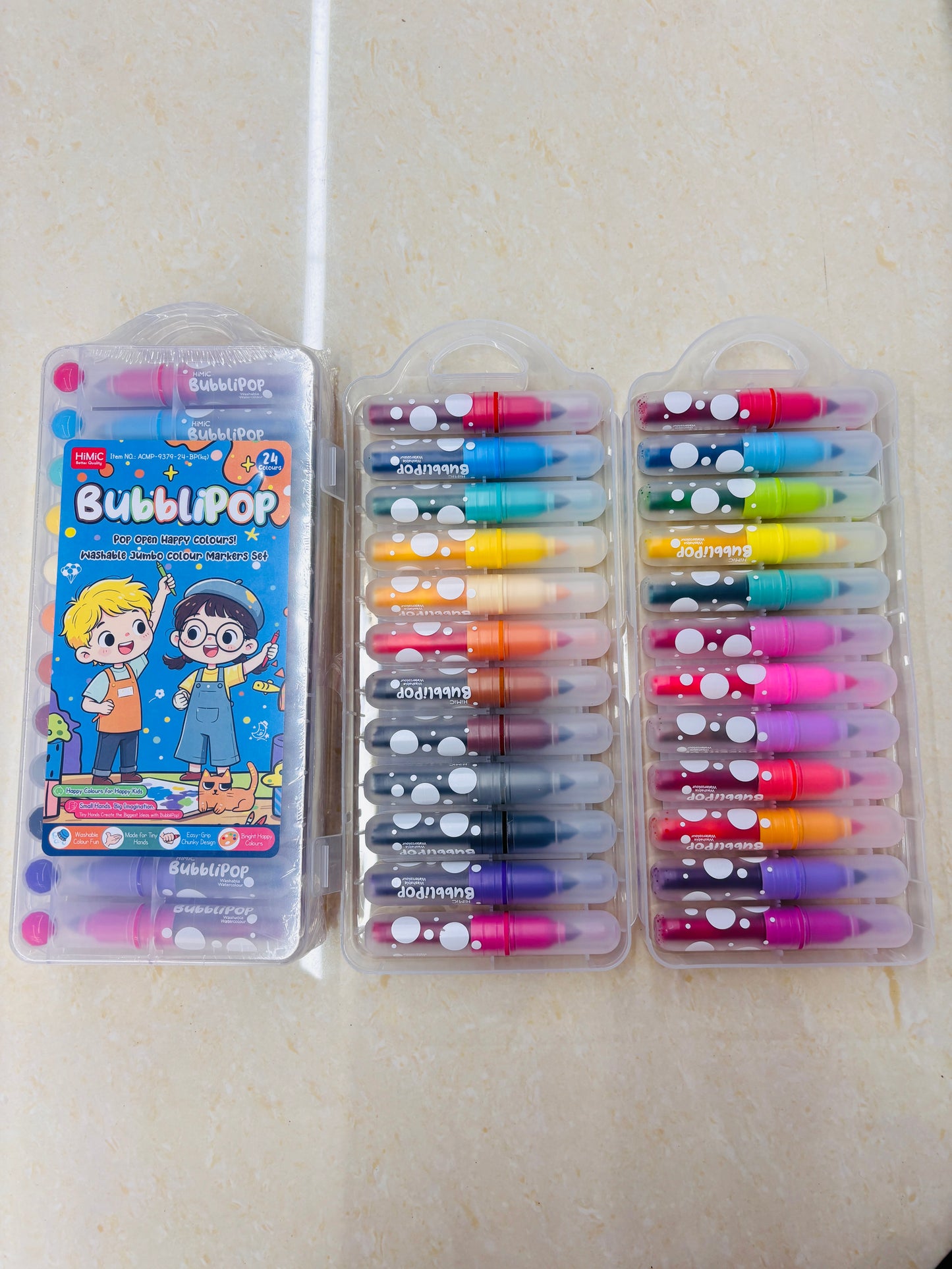 BubbliPop 24 Colours Washable Jumbo Markers