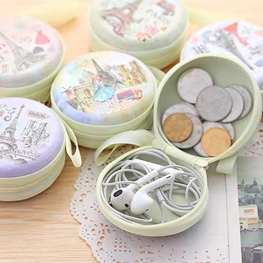 Round Metal Zip Coin Pouch
