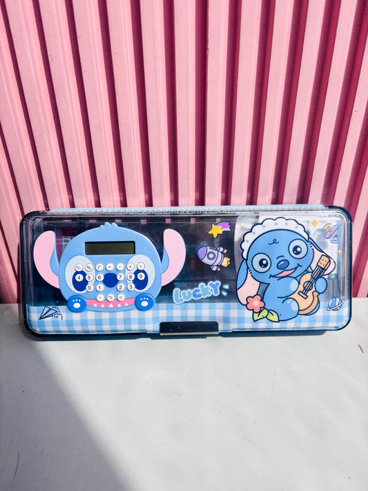 Transparent Pencil Box with Calculator