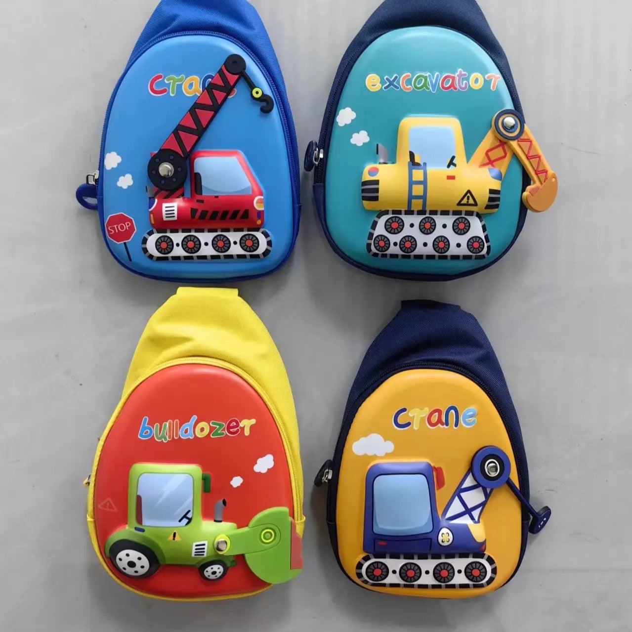 Construction Vehicles Kids Chest Sling Bag