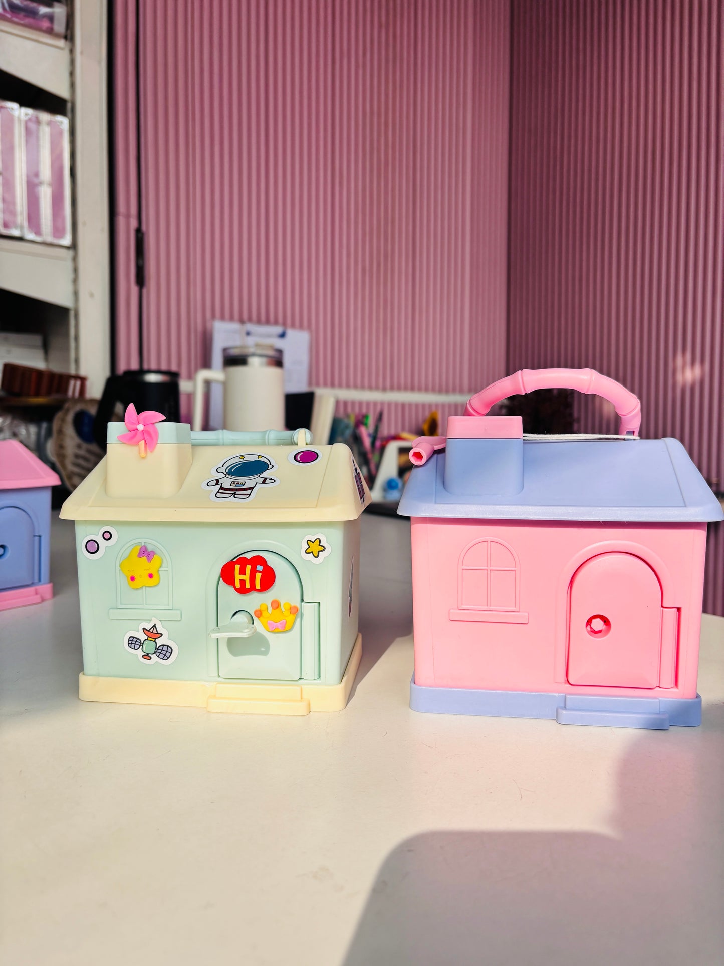 Cute House Piggy Bank with DIY stickers