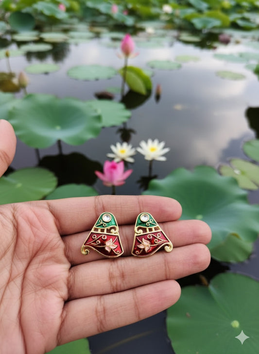 Meenakari Triangle Stud Earrings