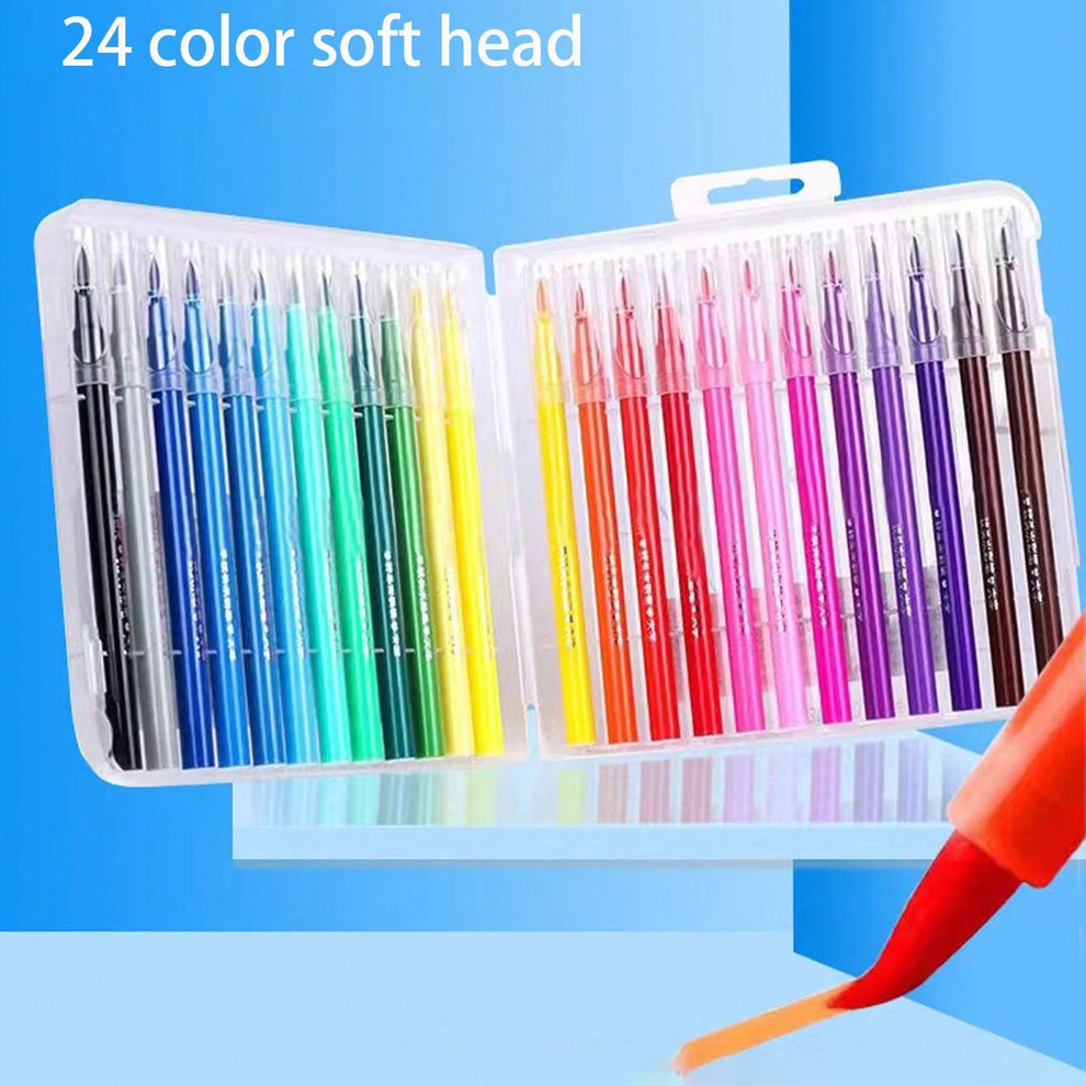 24-Color Brush Pen Sketch Markers - Perfect Artistic