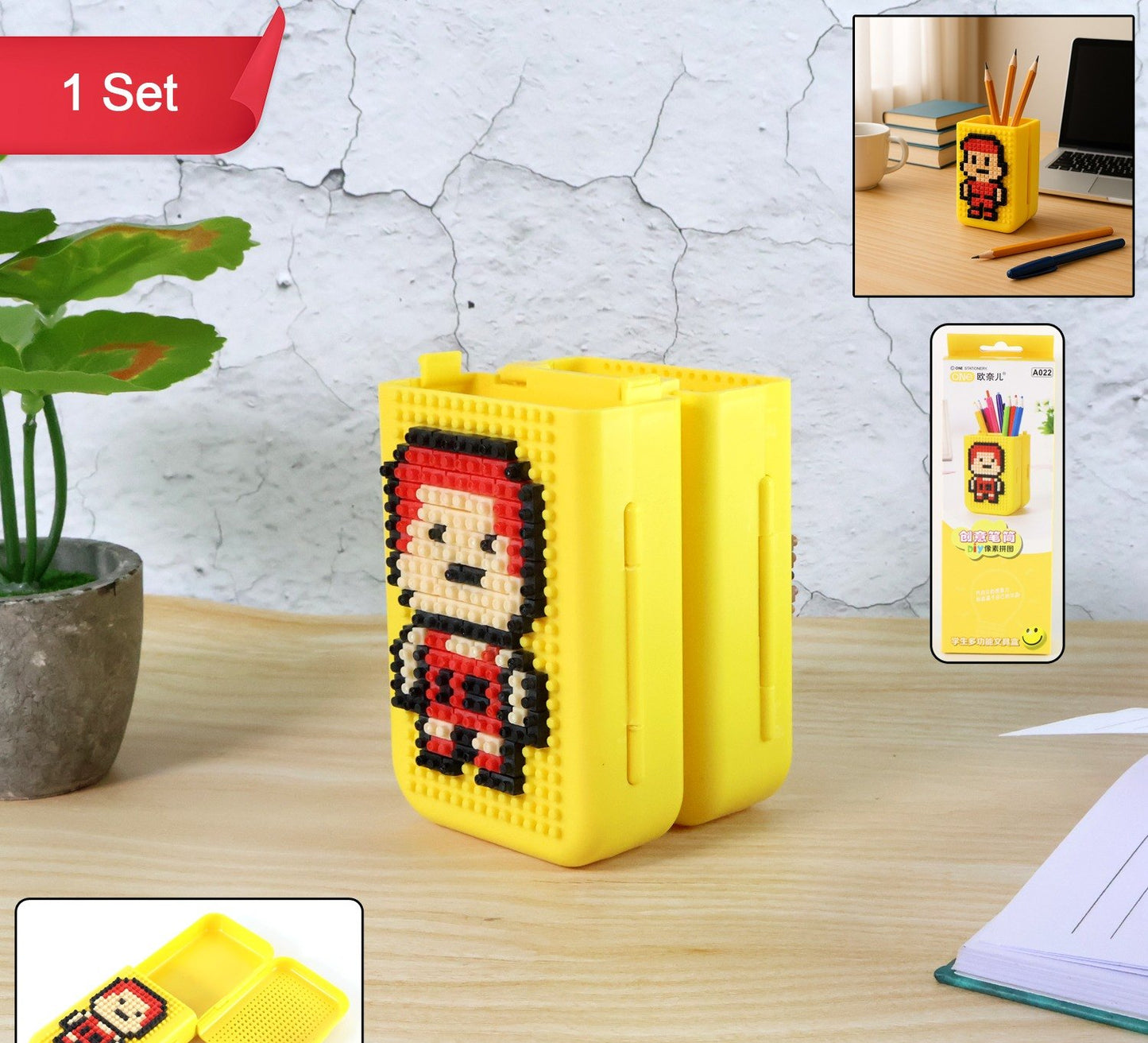 DIY Pixel Art Pen Stand with Building Block