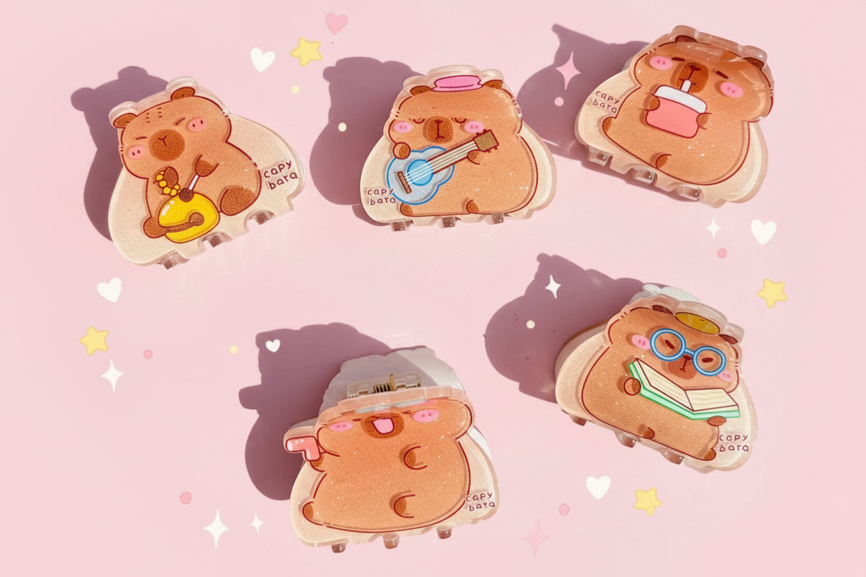 3D Capybara Character Hair Clips