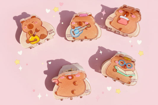 3D Capybara Character Hair Clips