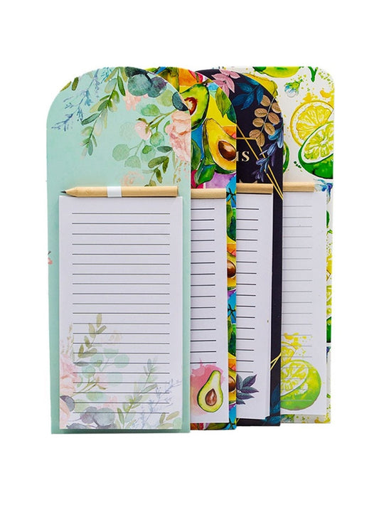 40-Sheet Memo Pad With Pencil And Magnetic Back Assorted Designs