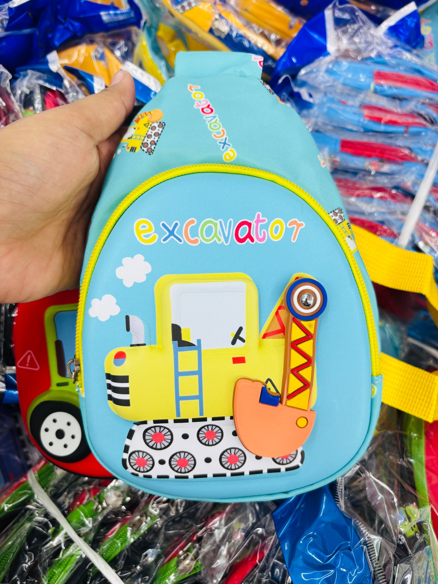 Construction Vehicles Kids Chest Sling Bag