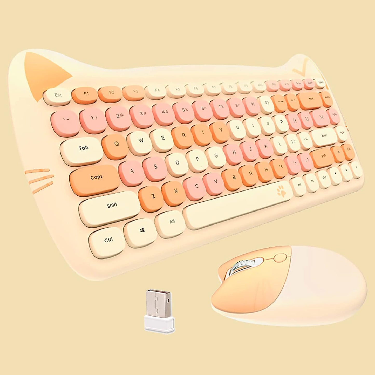 Cute Cat Keyboard and Mouse Combo