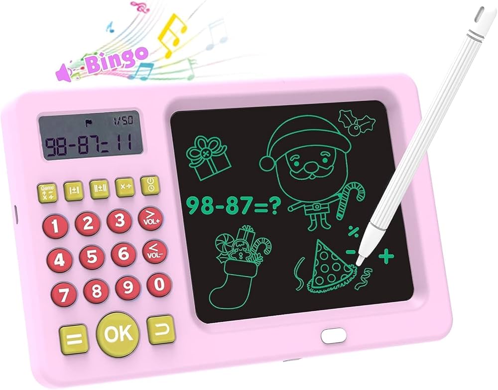 Kids LCD Writing Tablet with Calculator : Portable & Reusable