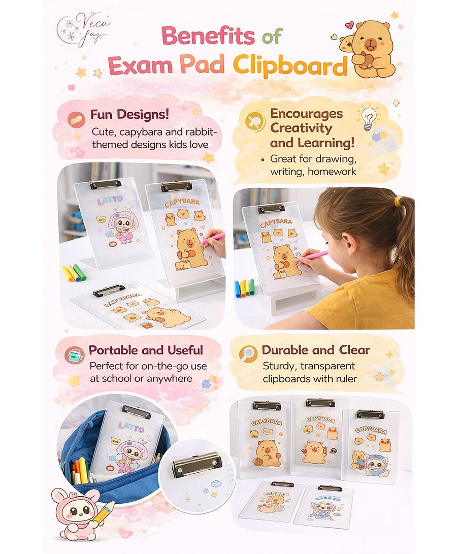 Cute Character Transparent Clipboard