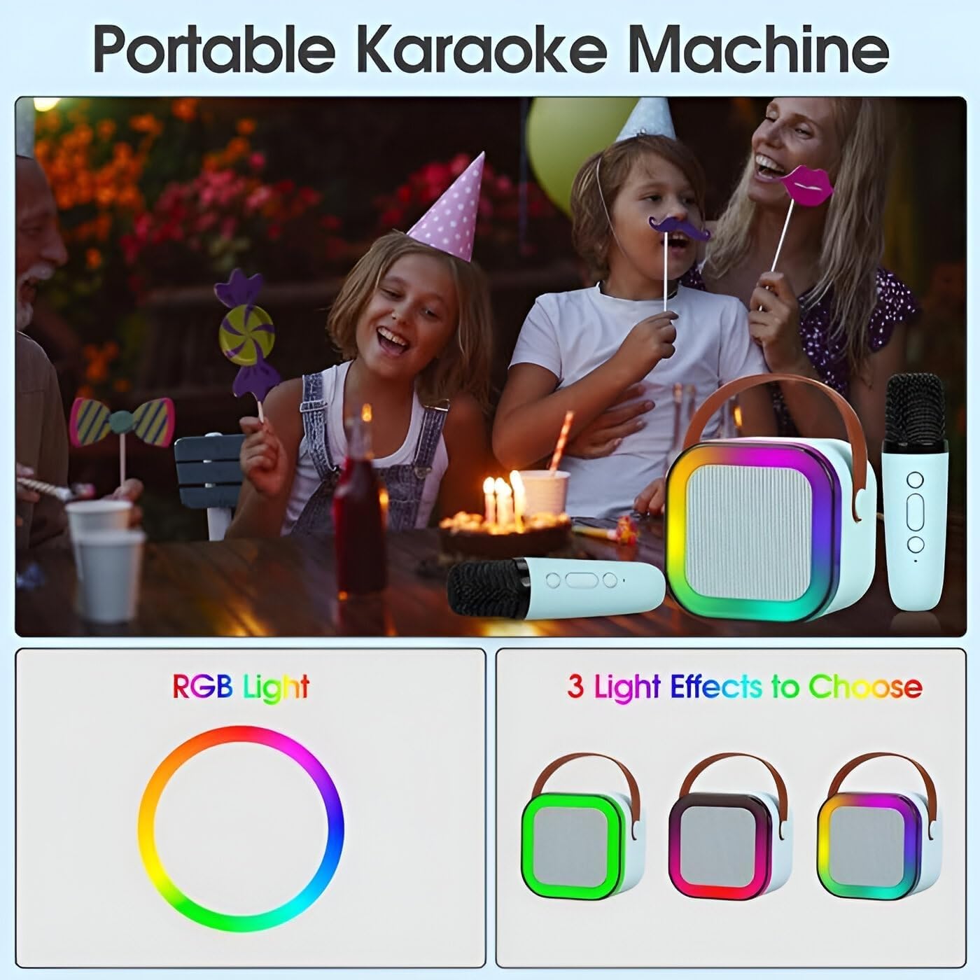 Colorful Bluetooth Speaker with Karaoke Mic System