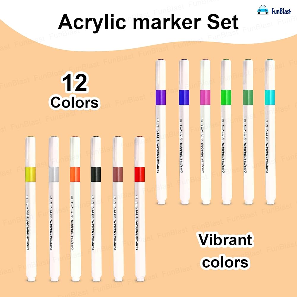 Doddledash Slimgrip Acrylic Marker – Set of 12